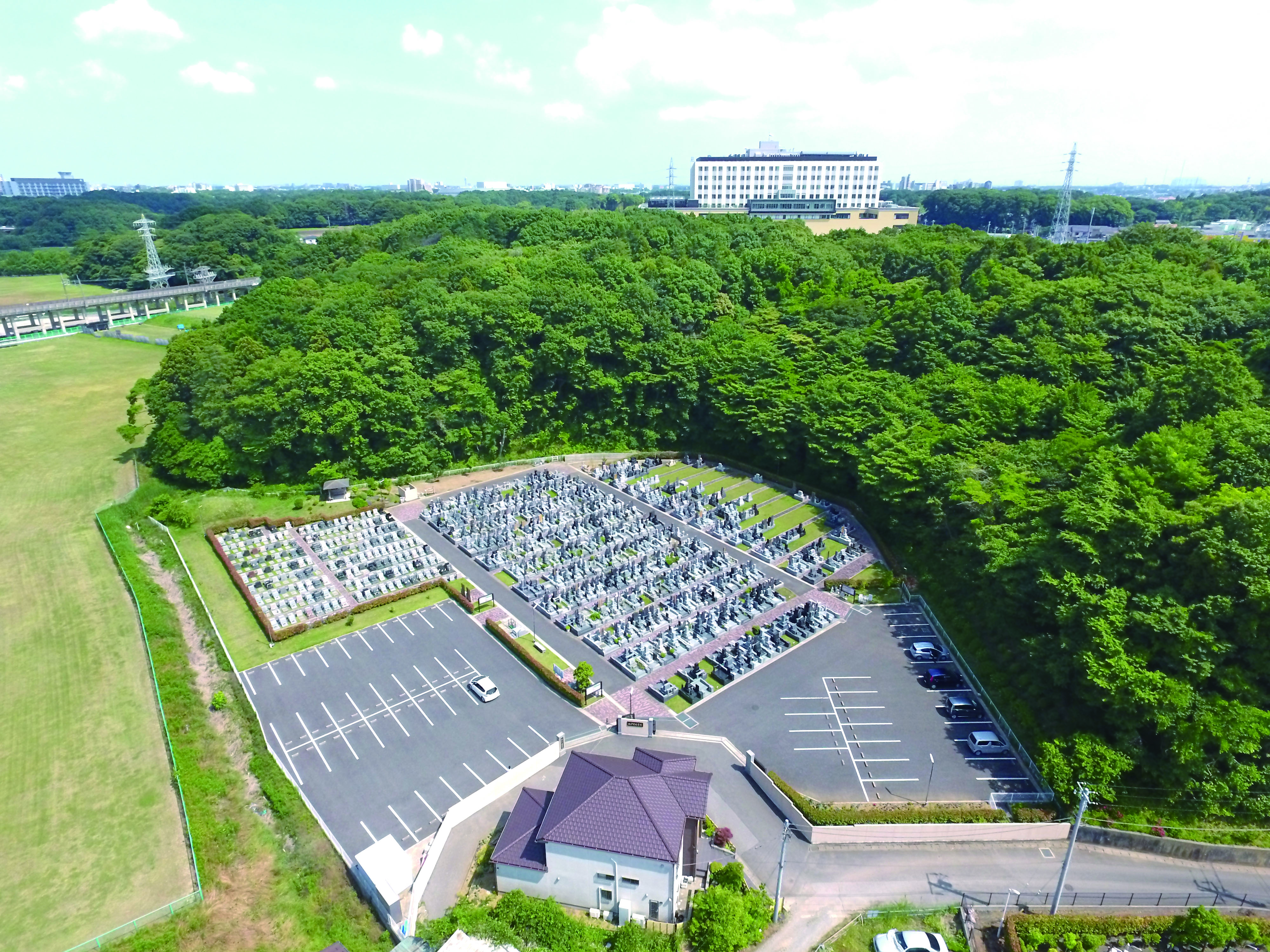 松戸中央霊園 全景空撮